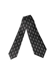 Black Patterned Silk Adjustable Women Tied Necktie Tie