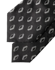Black Patterned Silk Adjustable Women Tied Necktie Tie