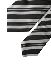 Black White Stripes Silk Adjustable Women Necktie Tie