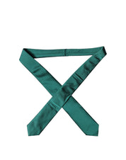 Dark Green Satin Silk Adjustable Women Tied Necktie Tie