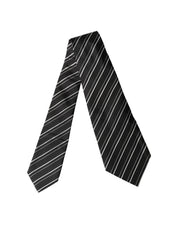 Black White Stripes Silk Adjustable Women Necktie Tie