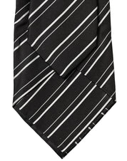 Black White Stripes Silk Adjustable Women Necktie Tie