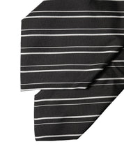 Black White Stripes Silk Adjustable Women Necktie Tie