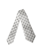 White Patterned Silk Adjustable Women Tied Necktie Tie