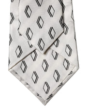 White Patterned Silk Adjustable Women Tied Necktie Tie