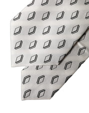 White Patterned Silk Adjustable Women Tied Necktie Tie