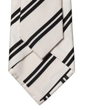 White Black Stripes Silk Adjustable Women Necktie Tie