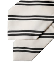 White Black Stripes Silk Adjustable Women Necktie Tie