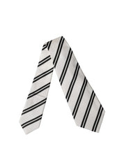 White Black Stripes Silk Adjustable Women Necktie Tie