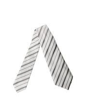 Black White Stripes Silk Adjustable Women Necktie Tie