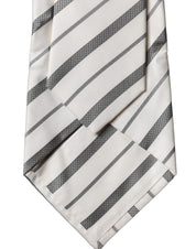 Black White Stripes Silk Adjustable Women Necktie Tie