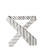 Black White Stripes Silk Adjustable Women Necktie Tie