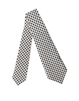White Black Polka Dot Silk Adjustable Women Necktie Tie