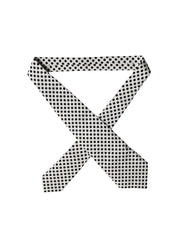 White Black Polka Dot Silk Adjustable Women Necktie Tie