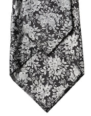 Black Silver Floral Silk Adjustable Women Necktie Tie