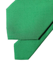Green Solid Silk Cotton Adjustable Women Necktie Tie