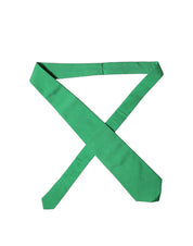Green Solid Silk Cotton Adjustable Women Necktie Tie