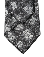 Black White Floral Silk Adjustable Women Necktie Tie