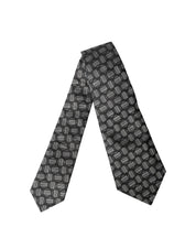 Black White Geometric Silk Adjustable Women Necktie Tie