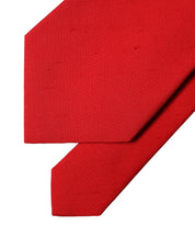 Red Solid Silk Cotton Adjustable Women Necktie Tie