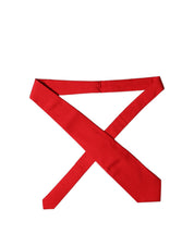 Red Solid Silk Cotton Adjustable Women Necktie Tie