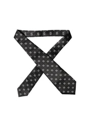 Black White Geometric Silk Adjustable Women Necktie Tie