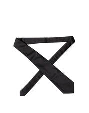 Black Solid Satin Silk Adjustable Women Necktie Tie