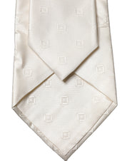 Off White Geometric Silk Adjustable Women Necktie Tie