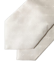 Off White Geometric Silk Adjustable Women Necktie Tie
