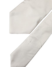 Off White Solid Silk Adjustable Women Tied Necktie Tie