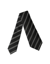 Black White Stripes Silk Adjustable Women Necktie Tie