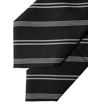 Black White Stripes Silk Adjustable Women Necktie Tie