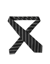 Black White Stripes Silk Adjustable Women Necktie Tie