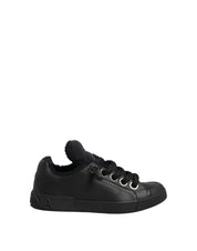 Black Leather Low Top Portofino Sneakers Shoes