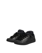 Black Leather Low Top Portofino Sneakers Shoes