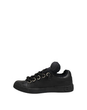 Black Leather Low Top Portofino Sneakers Shoes