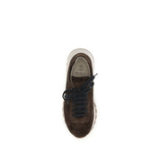 Brunello Cucinelli Brown Calf Leather Bos Taurus Athletic Sneakers