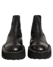 Black Leather Slip On Chelsea Boots Shoes