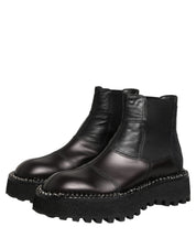 Black Leather Slip On Chelsea Boots Shoes