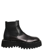 Black Leather Slip On Chelsea Boots Shoes