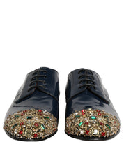 Blue Embellished Men Derby Dress Formal Shoes