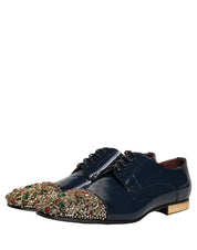 Blue Embellished Men Derby Dress Formal Shoes