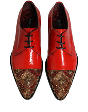 Red Embellished Men Derby Dress Formal Shoes