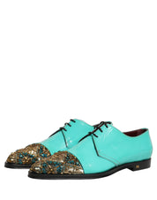 Aqua Blue Embellished Derby Dress Formal Shoes