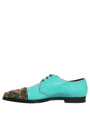 Aqua Blue Embellished Derby Dress Formal Shoes