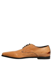 Brown Leather Lace Up Men Derby Dress Shoes