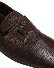 Brown Deerskin Leather Driver Loafers Shoes