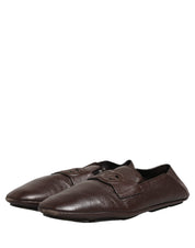 Brown Deerskin Leather Driver Loafers Shoes