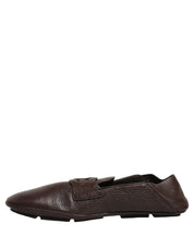 Brown Deerskin Leather Driver Loafers Shoes