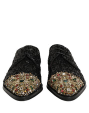 Black Sequin Embellished Men Derby Dress Shoes